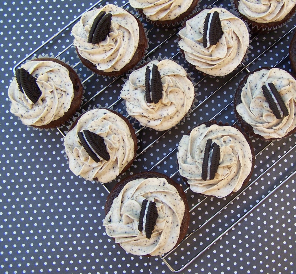 Cookies and Cream Cupcakes with an Oreo surprise on the bottom!