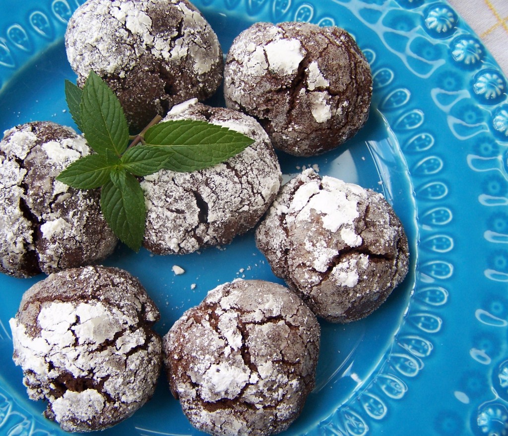 Dark Chocolate Mint Crackle Cookies