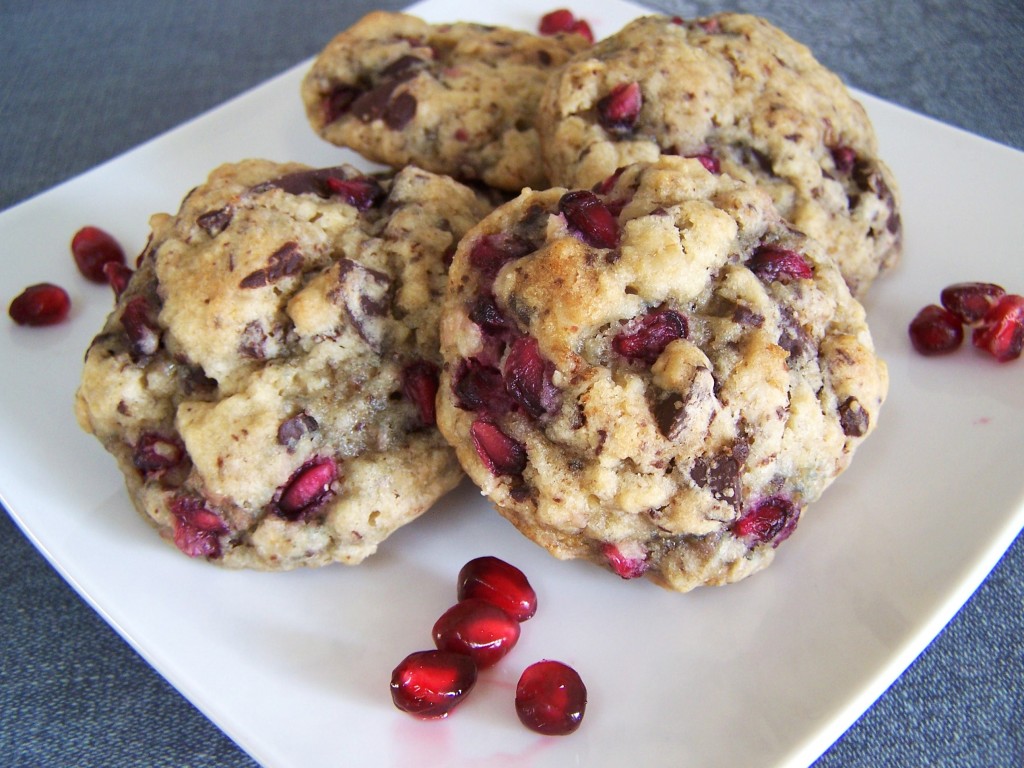 Chocolate Pomegranate Oatmeal Cookies