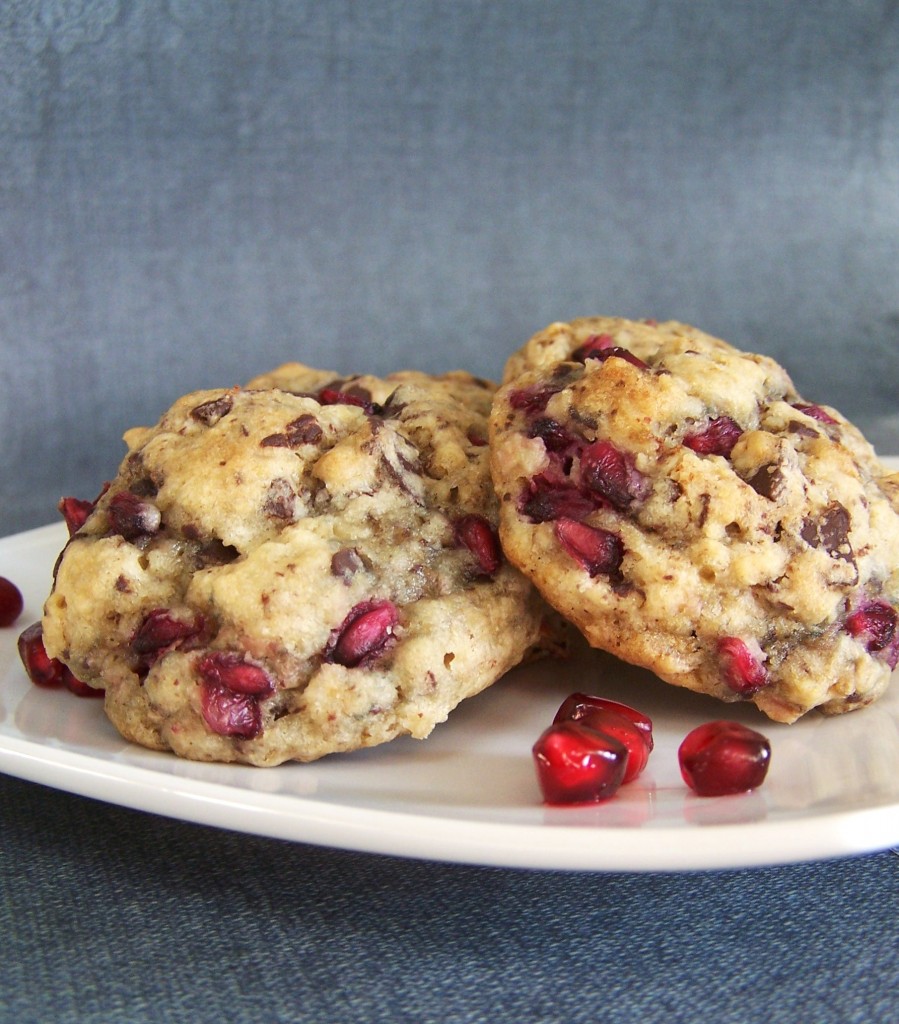 Chocolate Pomegranate Oatmeal Cookies