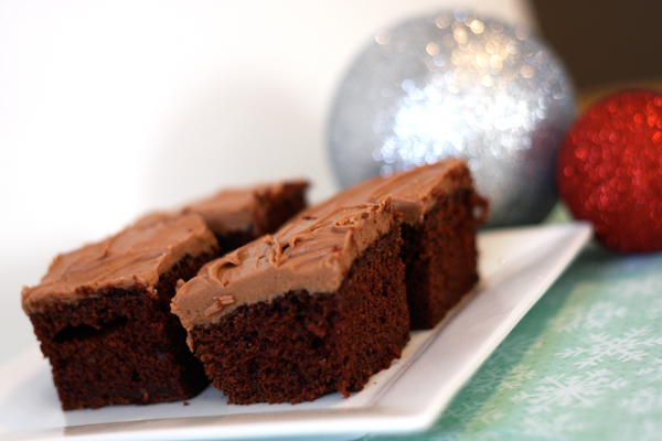 Seriously perfect church-cookbook brownies with decadent fudge frosting...always a hit.