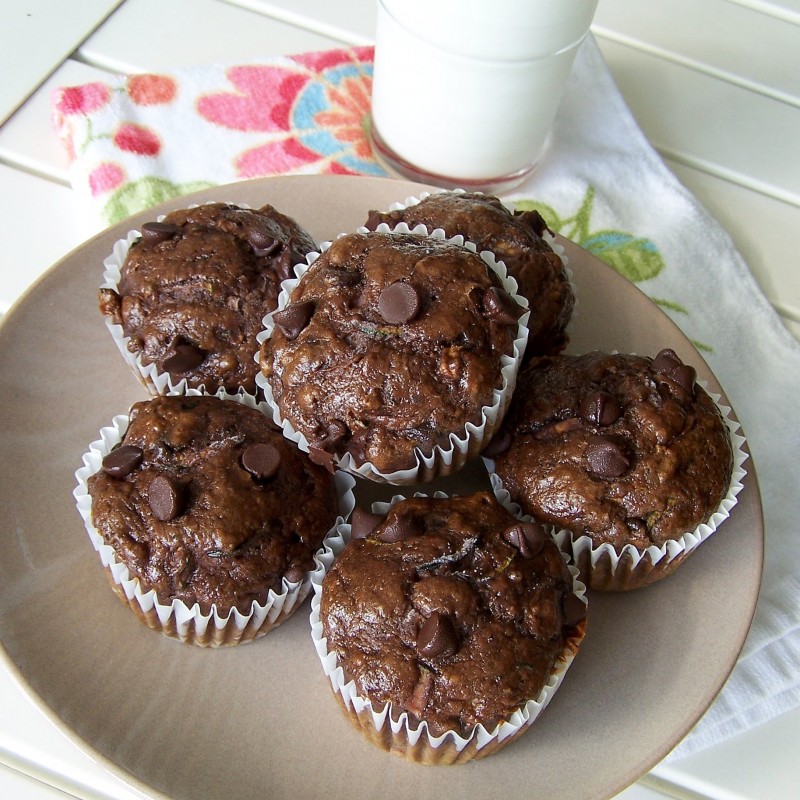 Healthy Chocolate Zucchini Banana Muffins