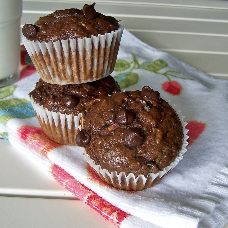 Chocolate Zucchini Banana Muffins