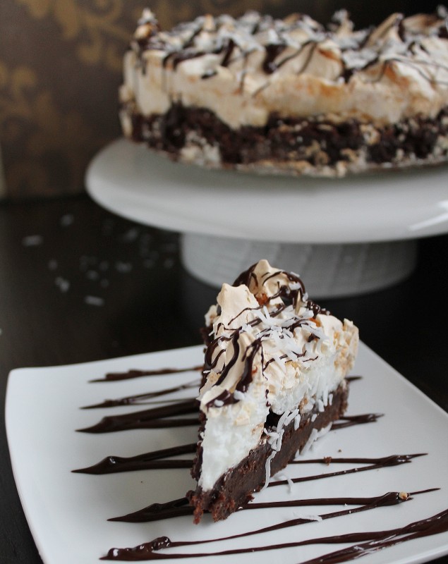 Brownie Meringue Cake Slice