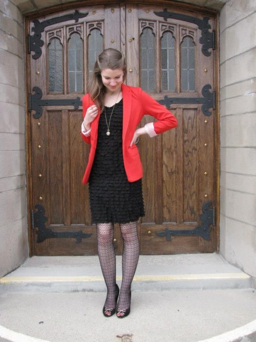 Red Blazer-Black Dress