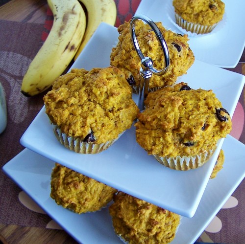 pumpkinbanana whole wheat muffins