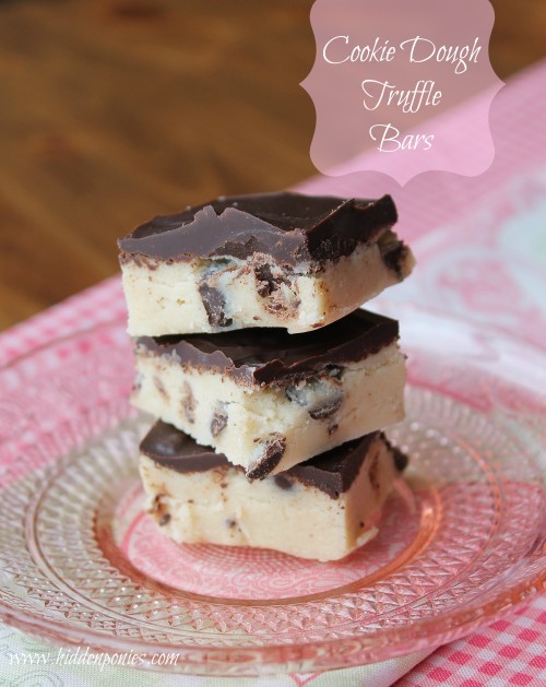 Cookie Dough Truffle Bars: No-Bake Eggless Cookie Dough topped with chocolate, the perfect way to satisfy any cookie dough craving!