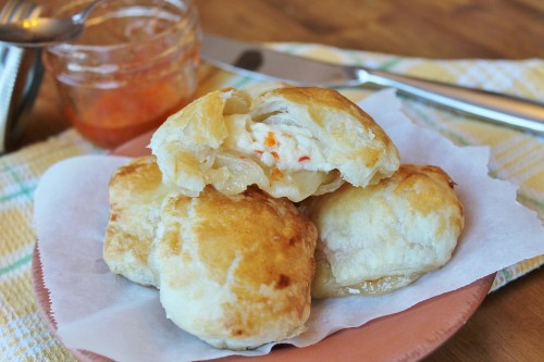 Cream cheese and Red Pepper Jelly in Puff Pastry - a perfect, super easy-cheesy appetizer!