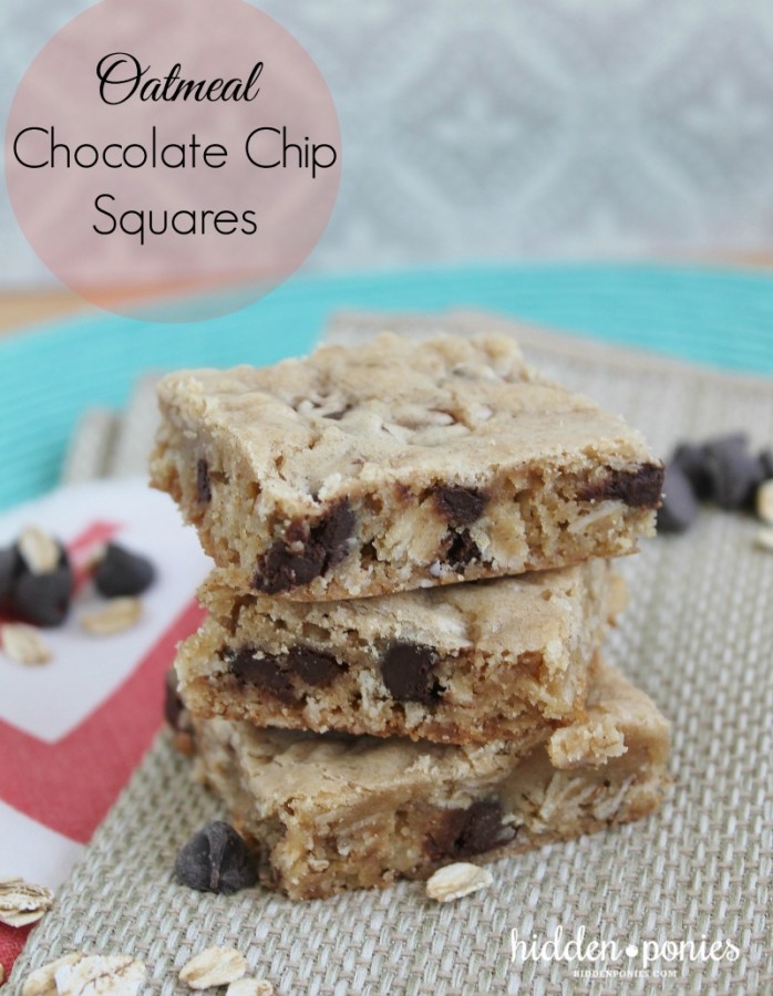 Oatmeal Chocolate Chip Squares - chewy, soft chocolate chip squares with a little something extra!