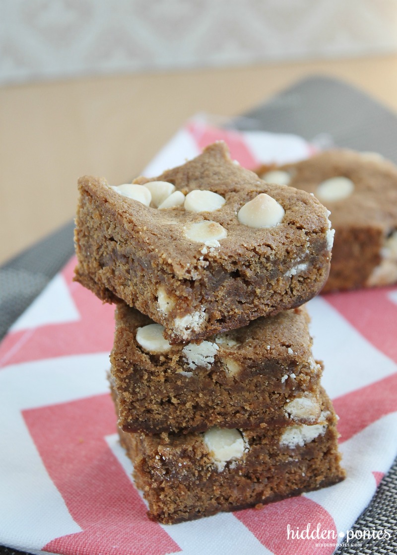 Chewy Gingerbread White Chocolate Blondies