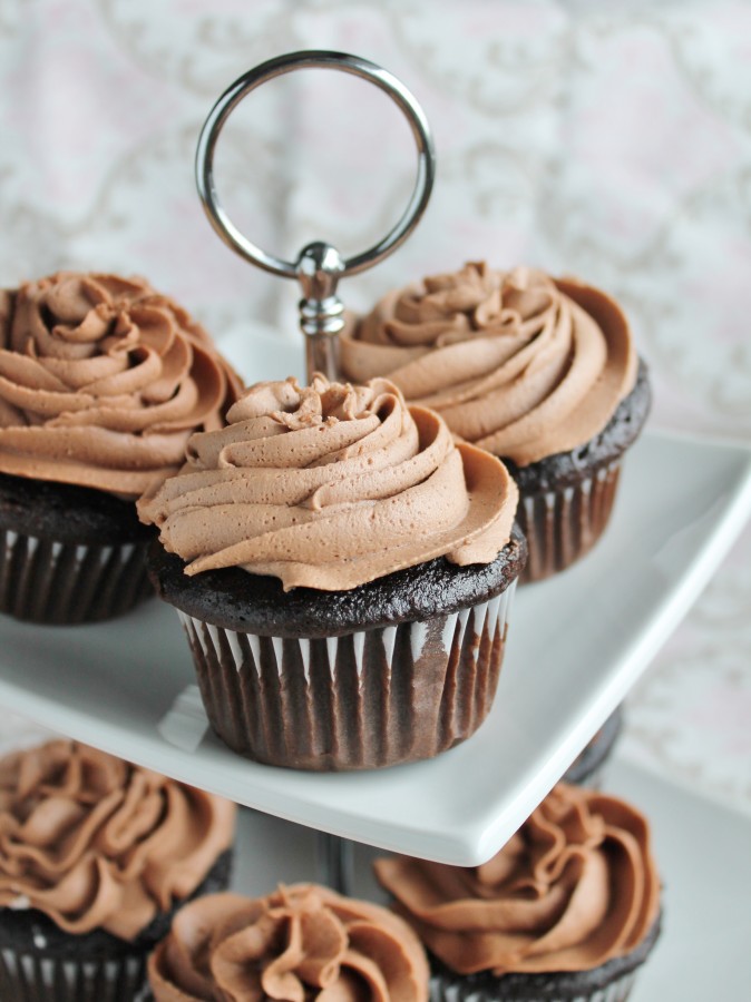 Chocolate Wedding Cupcakes with Fudgy Chocolate Buttercream
