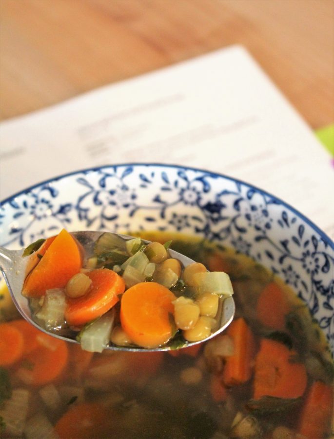 carrot green and lentil soup 