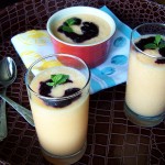 First on the First: Cantaloupe Peach Soup with Blackberry Drizzle